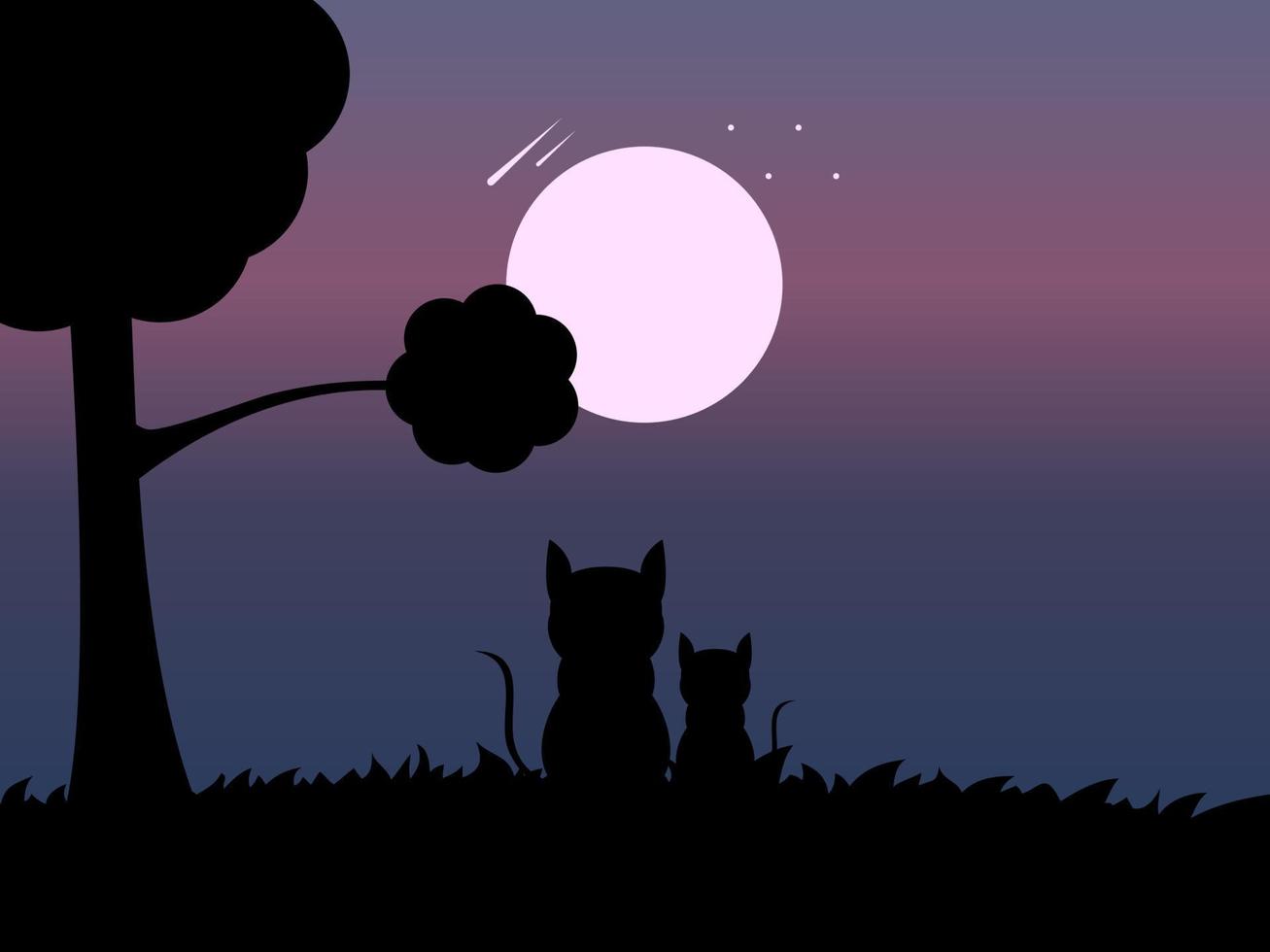 bonne fête des pères silhouette père chat et chaton vecteur