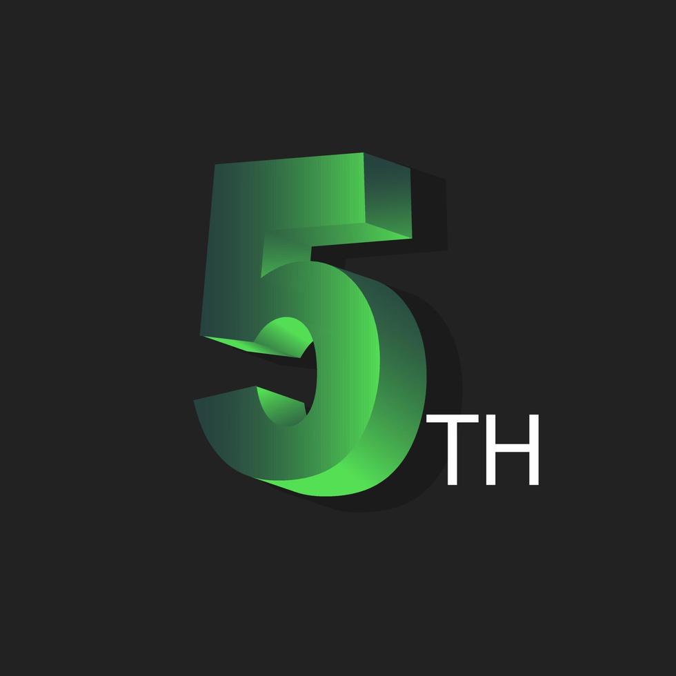 modèle de logo vectoriel attrayant dégradé vert 3d numéro 5