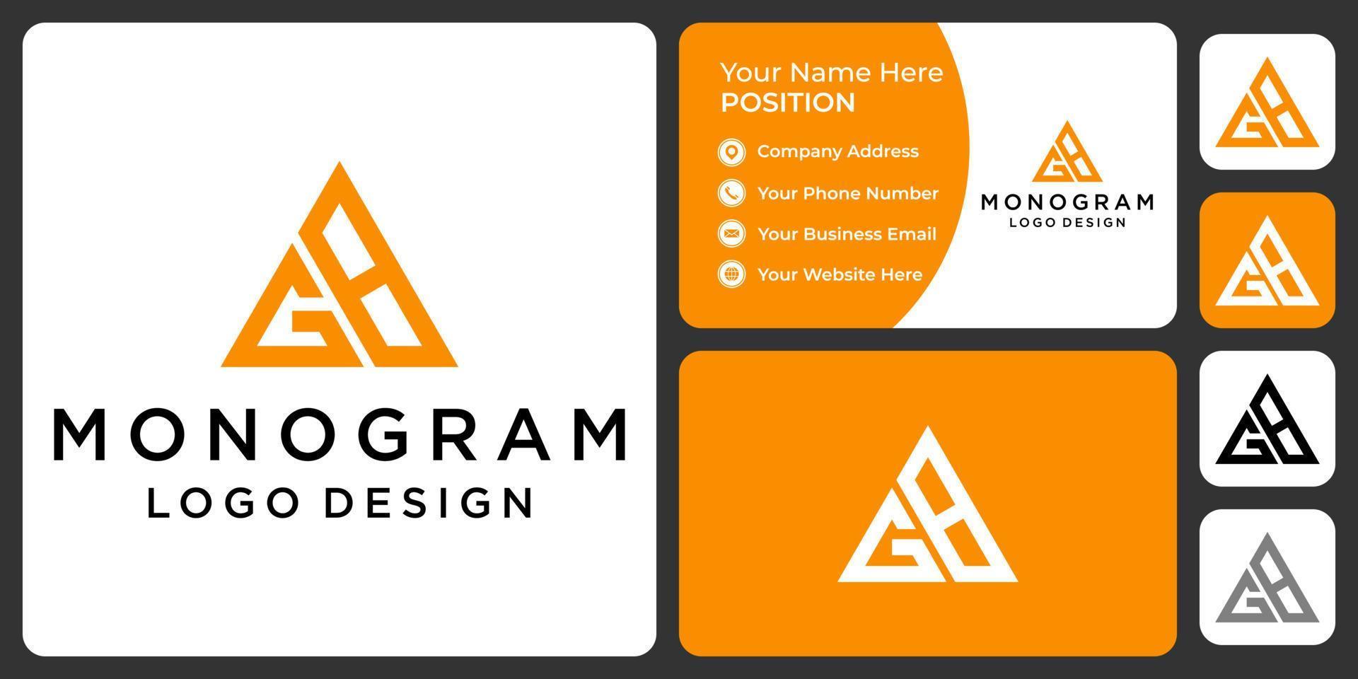 création de logo de l'industrie du monogramme lettre gb avec modèle de carte de visite. vecteur