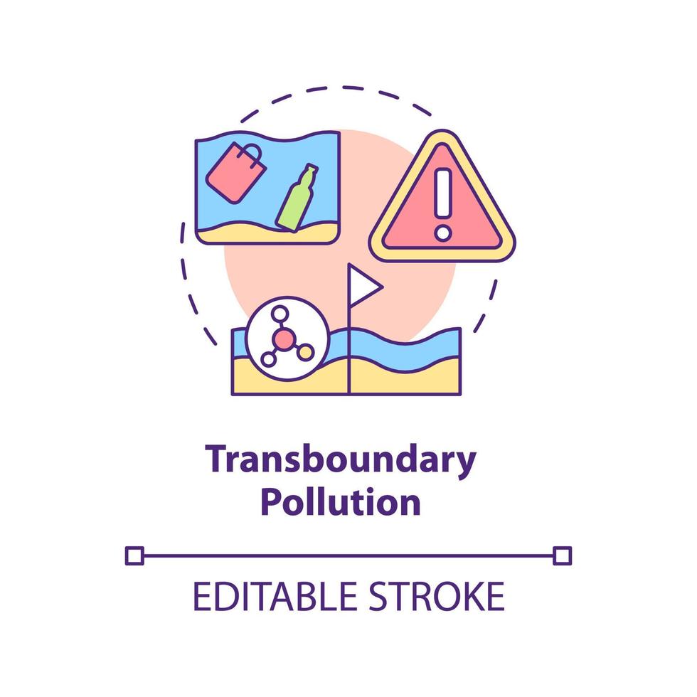 icône de concept de pollution transfrontalière. catégorie de contamination de l'eau idée abstraite illustration de la ligne mince. écosystème endommagé. dessin de contour isolé. trait modifiable. vecteur