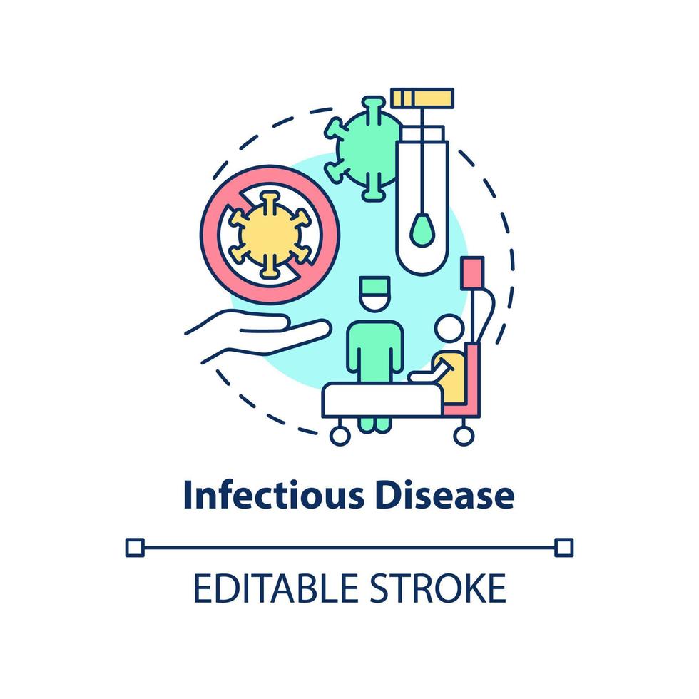 icône de concept de maladie infectieuse. fourniture de soins de santé. illustration de ligne mince d'idée abstraite de service de centre médical. dessin de contour isolé. trait modifiable. vecteur