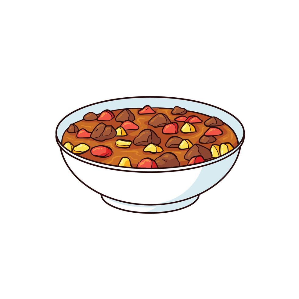 nourriture gulaschsuppe dessinée à la main 1 vecteur