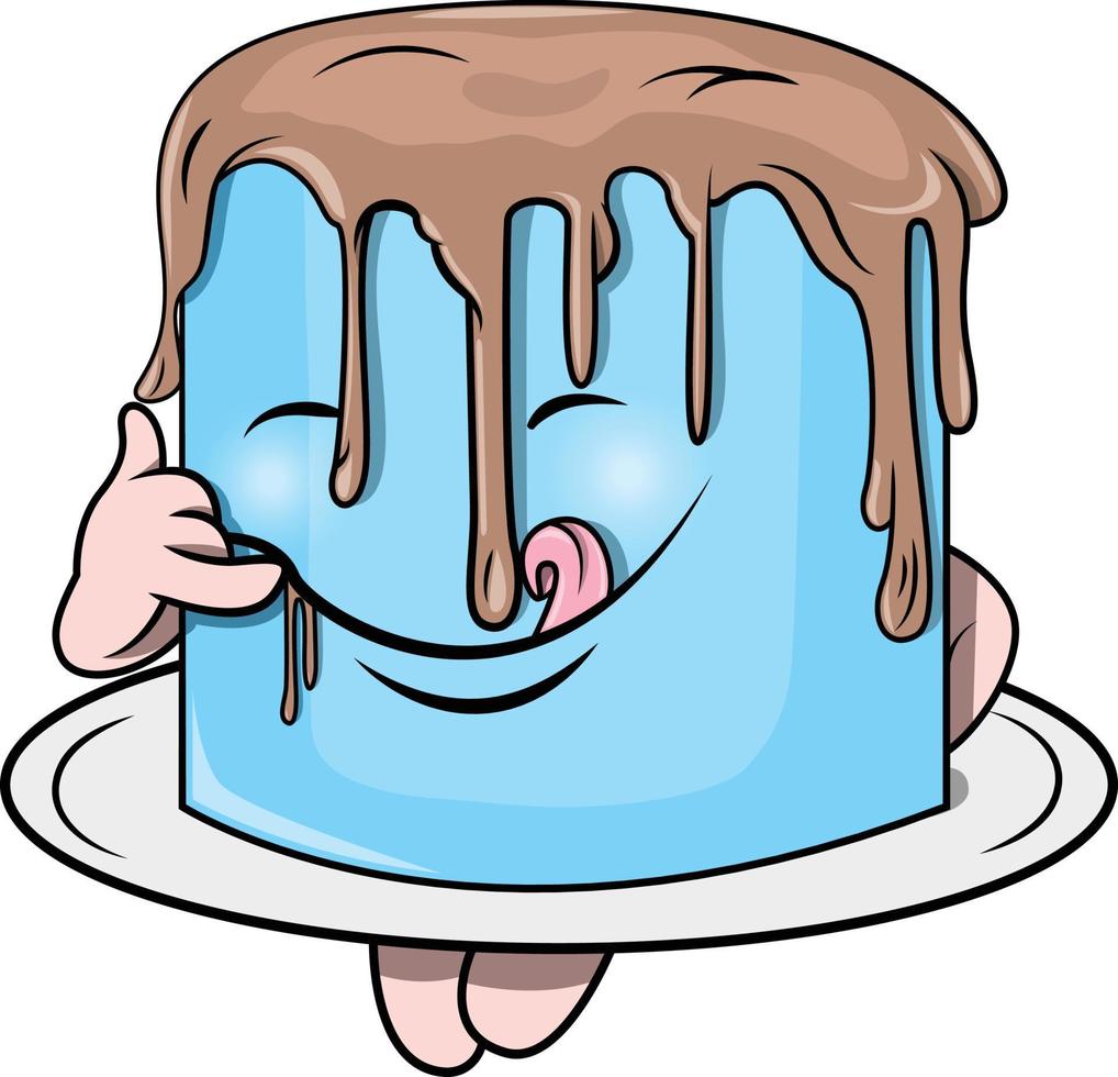 gâteau éponge bleu avec du chocolat fondu sur le dessus vecteur
