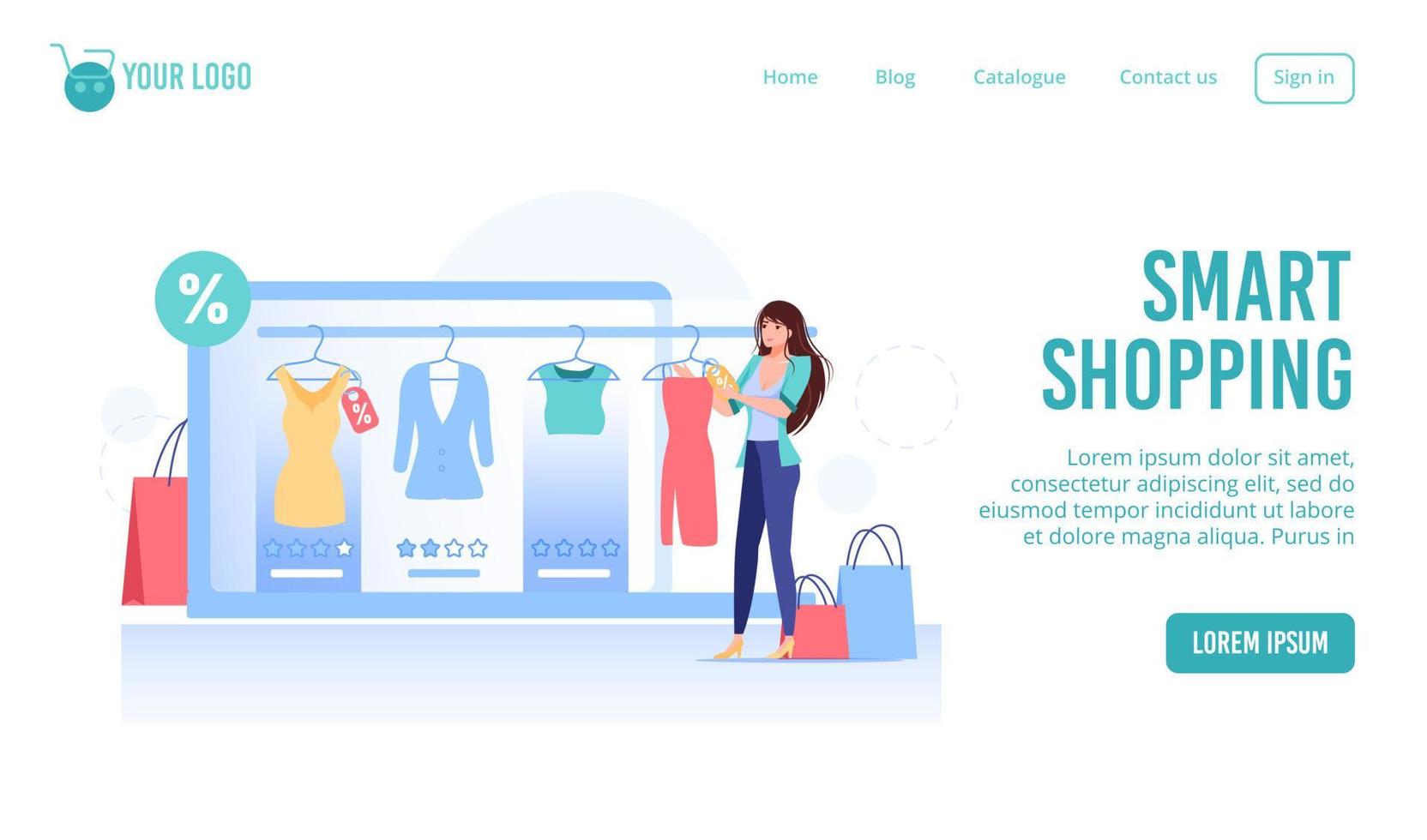 service d'achat intelligent pour acheter des produits de mode vecteur