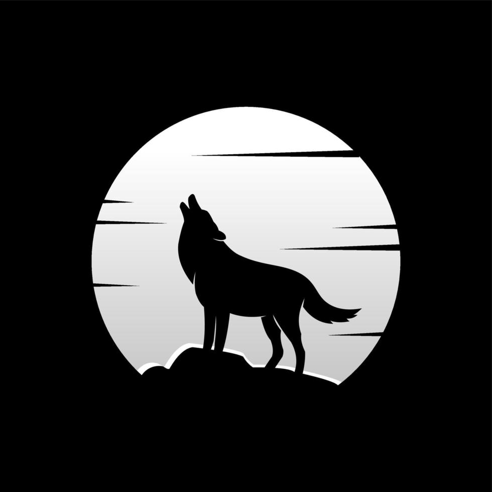 logo loup lune vecteur