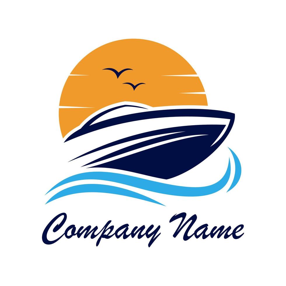 logo de bateau de voyage vecteur