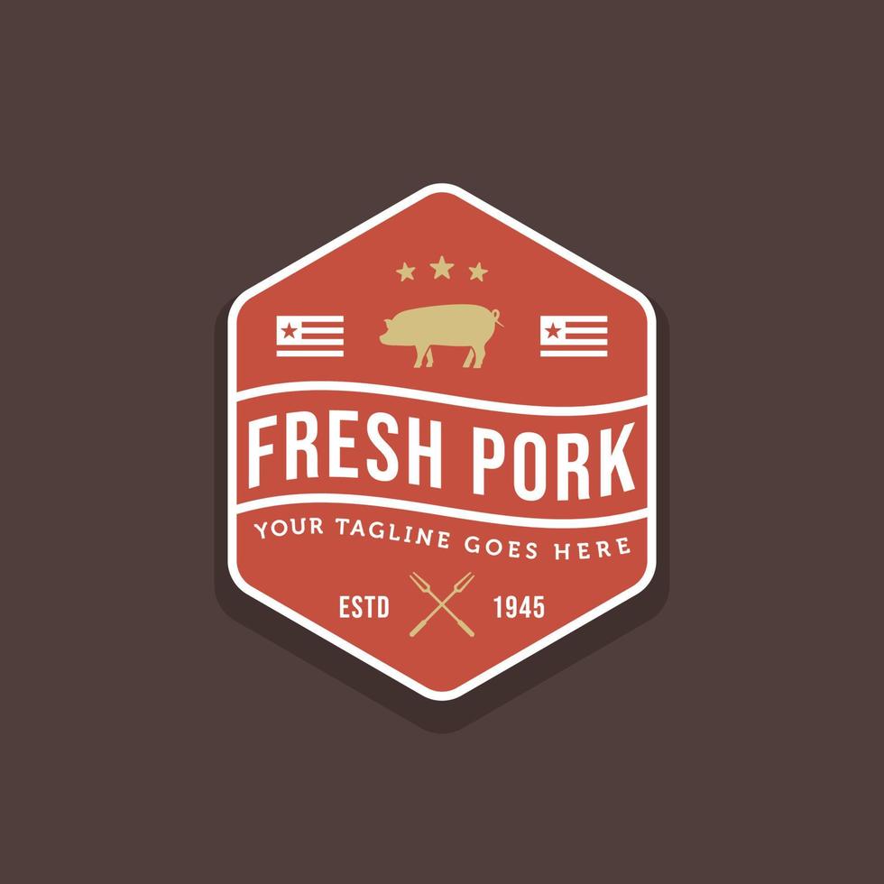 logo de magasin de viande de boucherie de porc rétro vintage vecteur