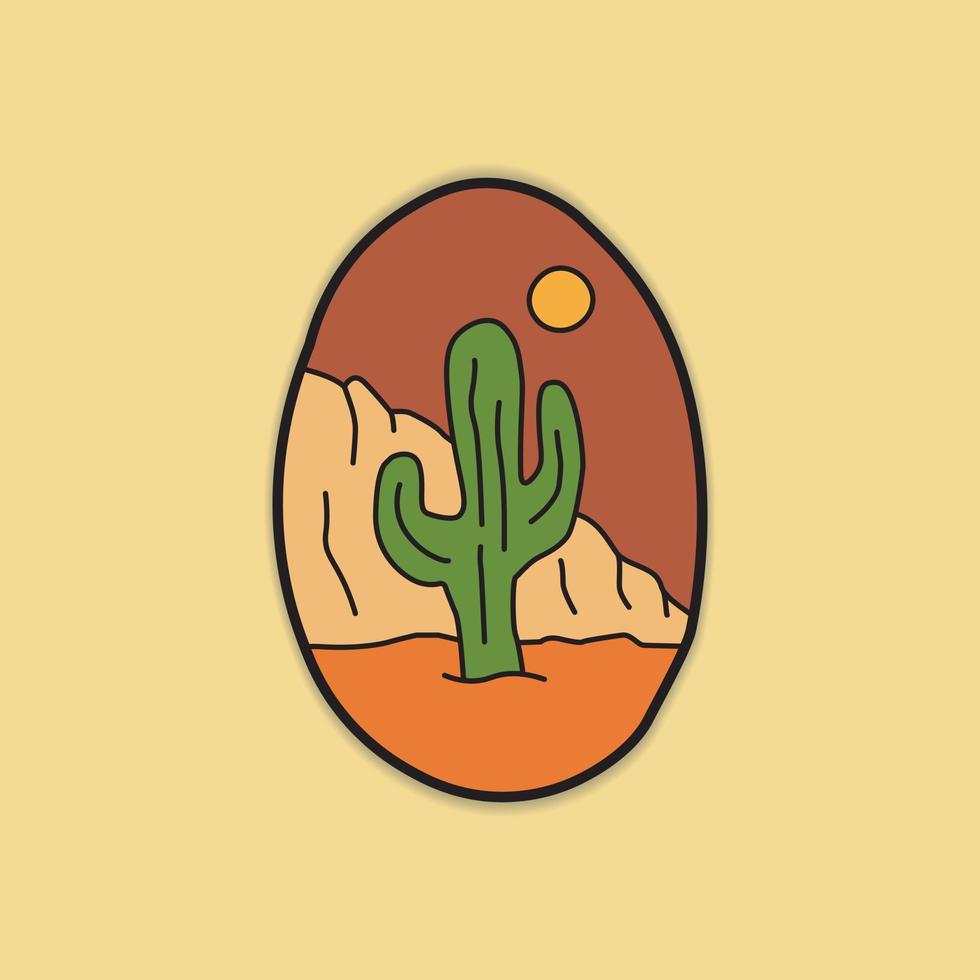 thème d'illustration de cactus pour t-shirts, badges et autres utilisations vecteur