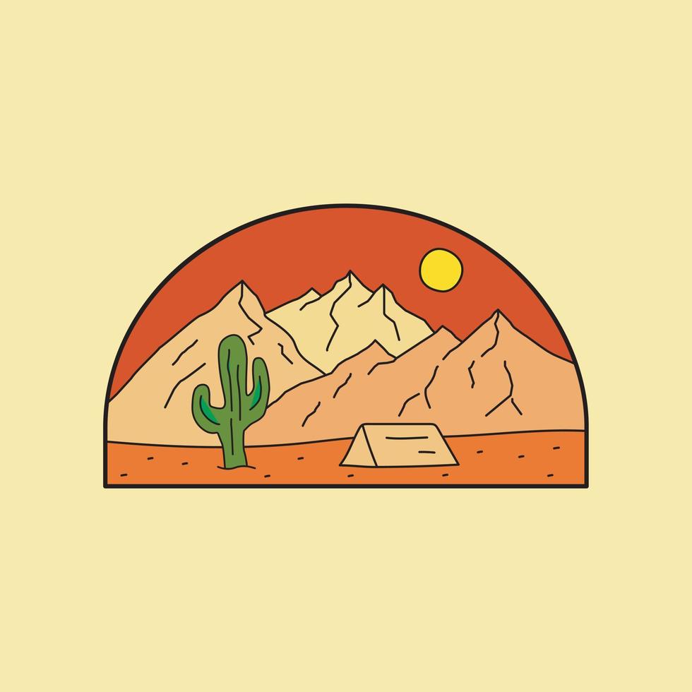 thème d'illustration de cactus et de camp pour t-shirts, badges et autres utilisations vecteur