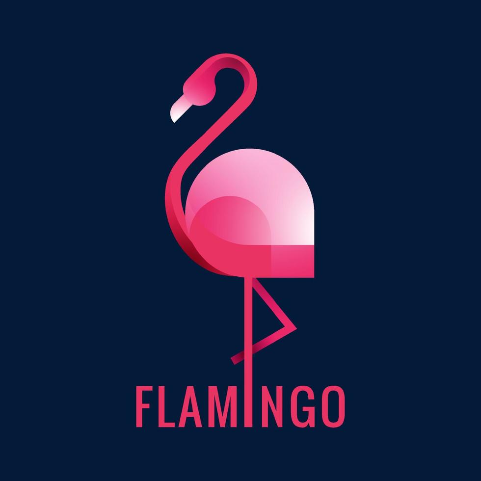 illustration de logo vectoriel style coloré dégradé flamingo.