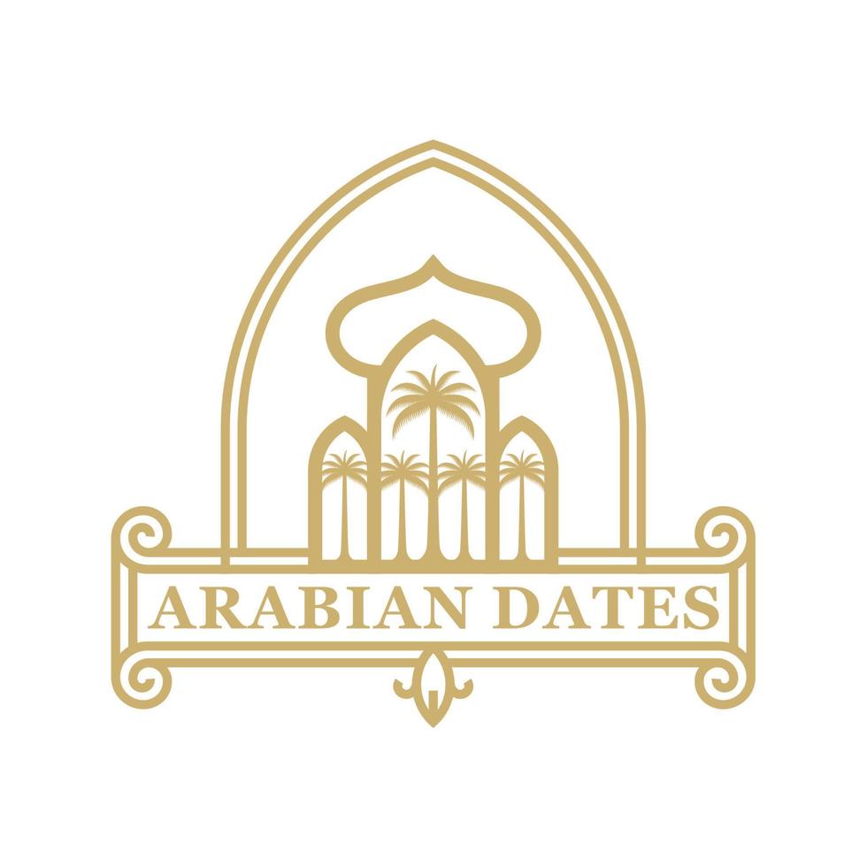 logo de l'arbre des dattes islamiques. mosquée et vecteur d'arbre de dattes