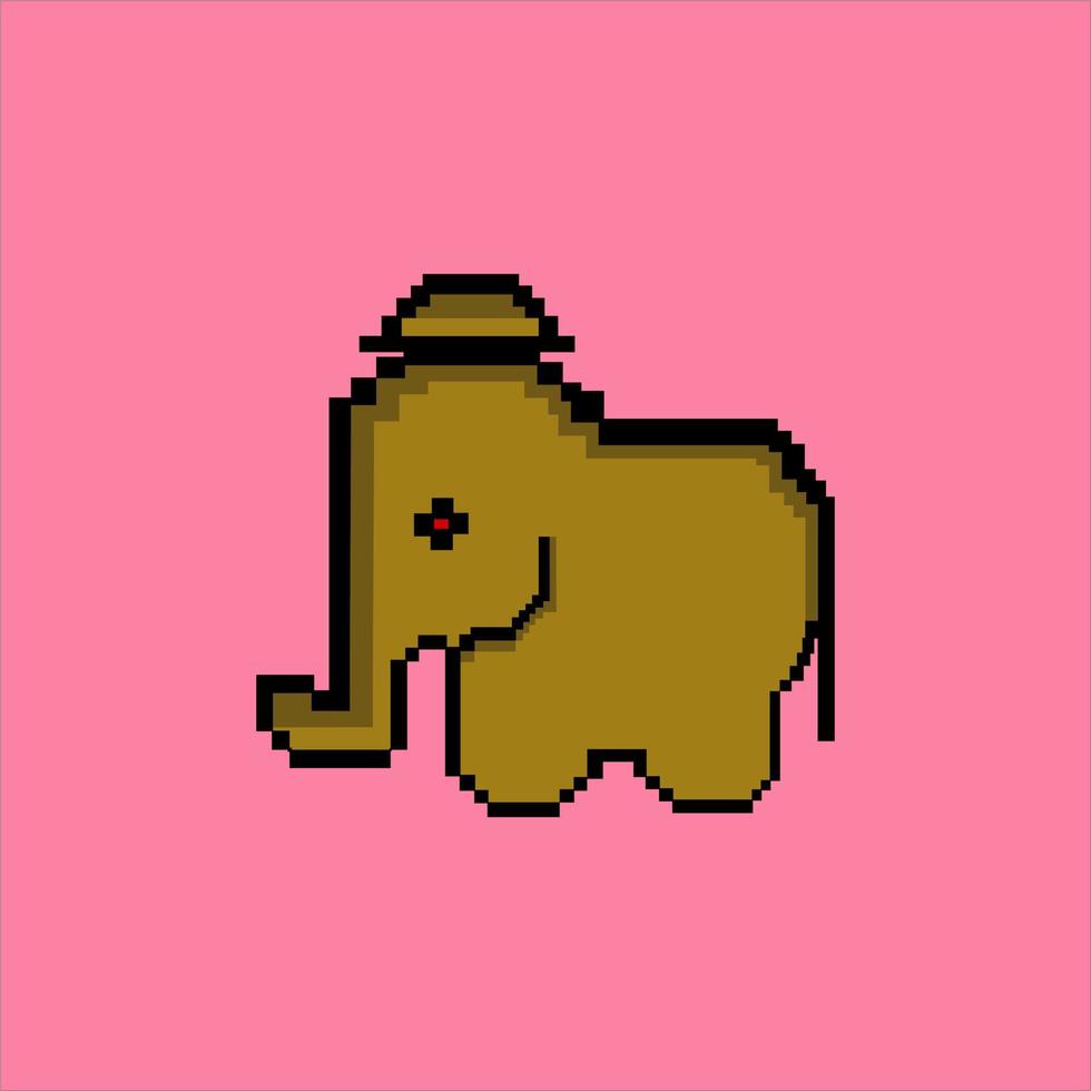 éléphant de pixels. blockchine. art d'arcade. Pixel art. graphique vectoriel. élément vecteur