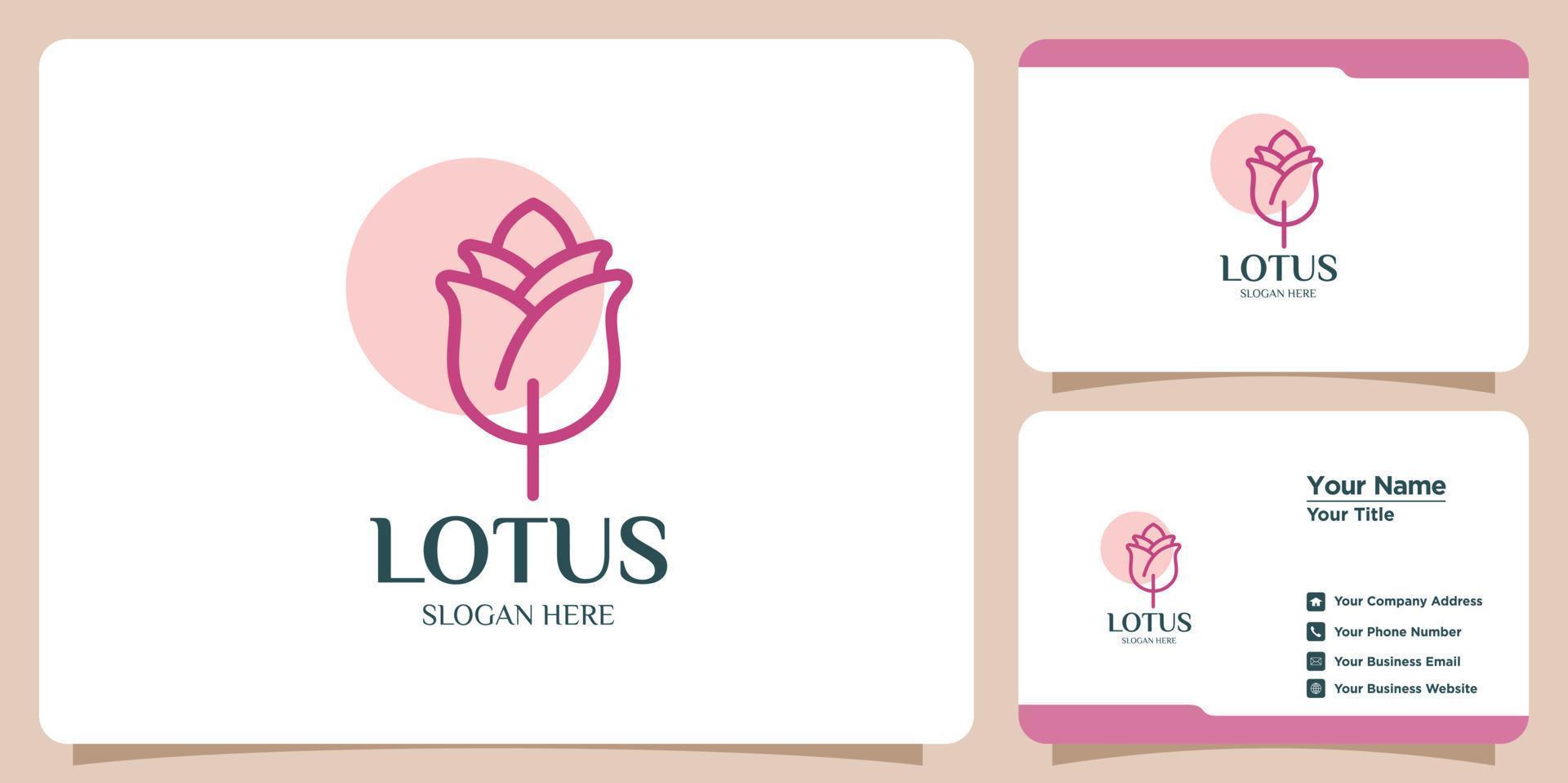 ensemble de logos et de cartes de visite de fleur de lotus vecteur