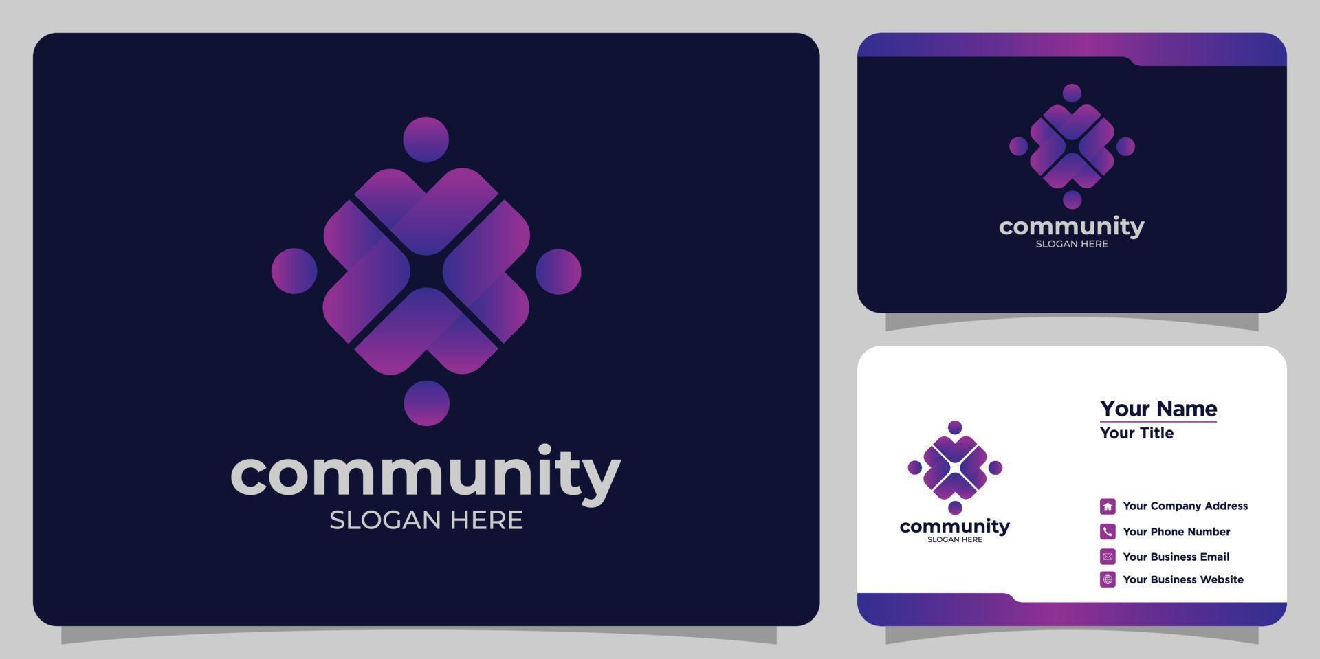 ensemble de logos communautaires simples et de cartes de visite vecteur