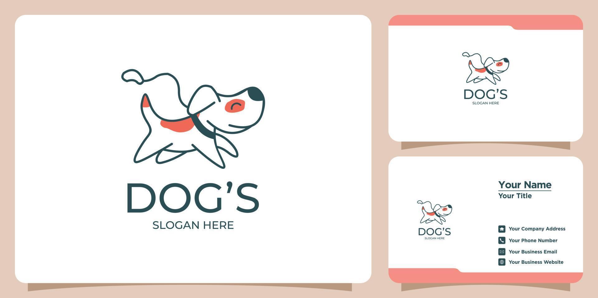ensemble de logo de chien minimaliste avec logo moderne et carte de visite vecteur