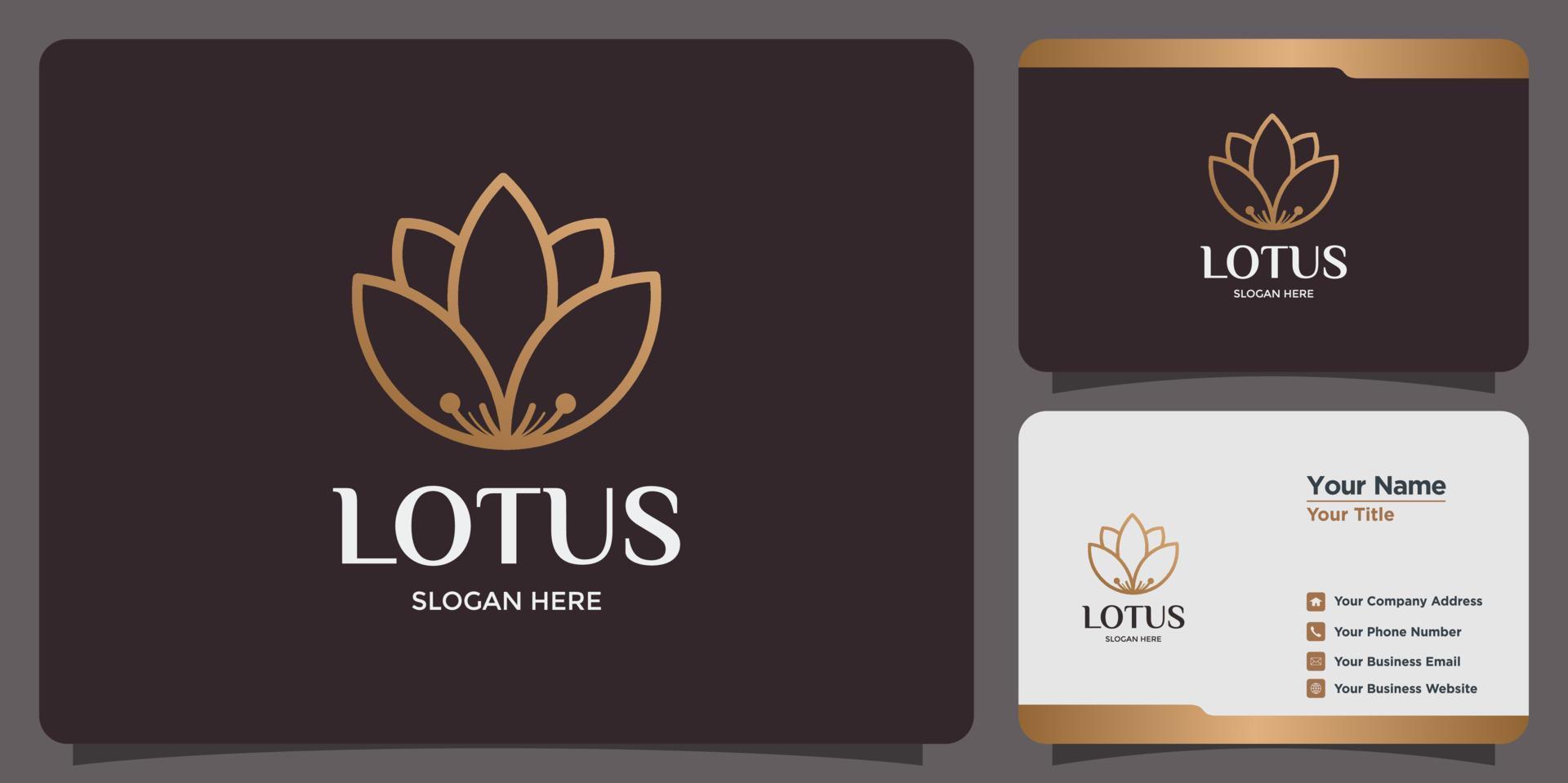 logo de conception de fleur de lotus et carte de visite vecteur