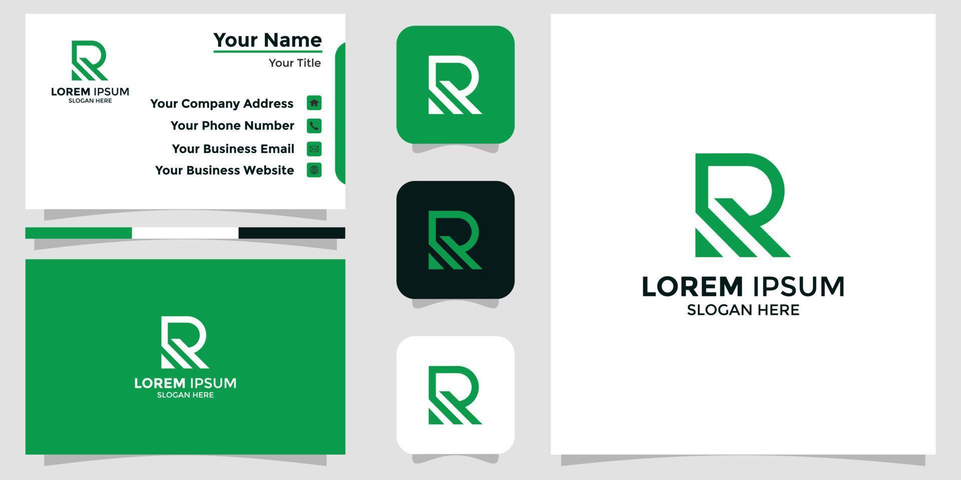 lettre r logo et carte de marque vecteur