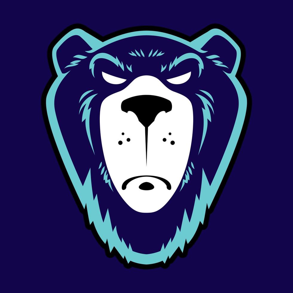 logo de l'ours grizzli - illustration vectorielle, conception de l'emblème sur fond bleu vecteur