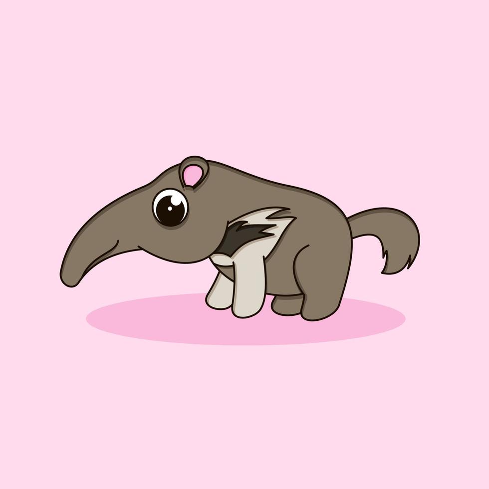 personnage de dessin animé mignon bébé fourmilier vecteur
