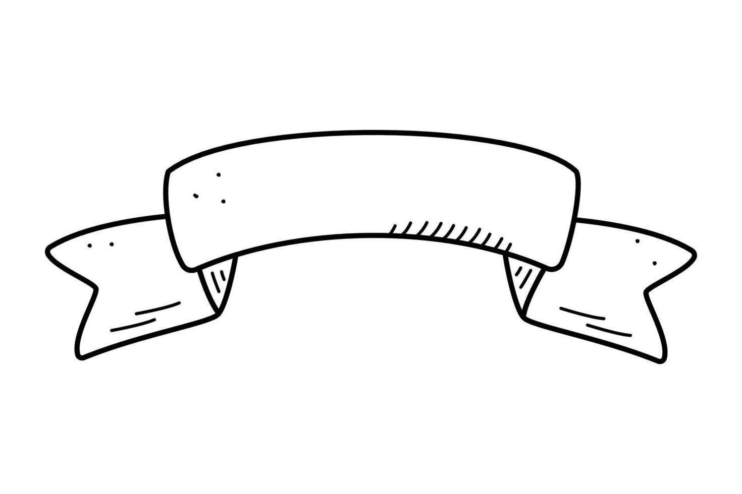 bannière de ruban pour les inscriptions, les salutations, l'illustration vectorielle de doodle. vecteur