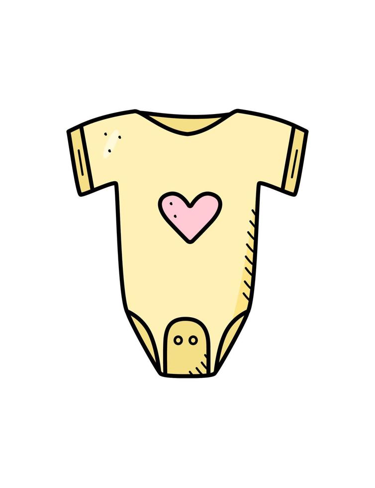 doodle de dessin animé de body bébé. illustration vectorielle de vêtements de bébé nouveau-né. vecteur