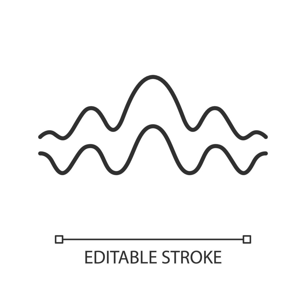 icône linéaire d'onde fluide. illustration de la ligne mince. lignes ondulées fluides. rythme de la musique, forme d'onde de la mélodie. égaliseur, courbe abstraite sonore. symbole de contour. dessin de contour isolé de vecteur. trait modifiable vecteur