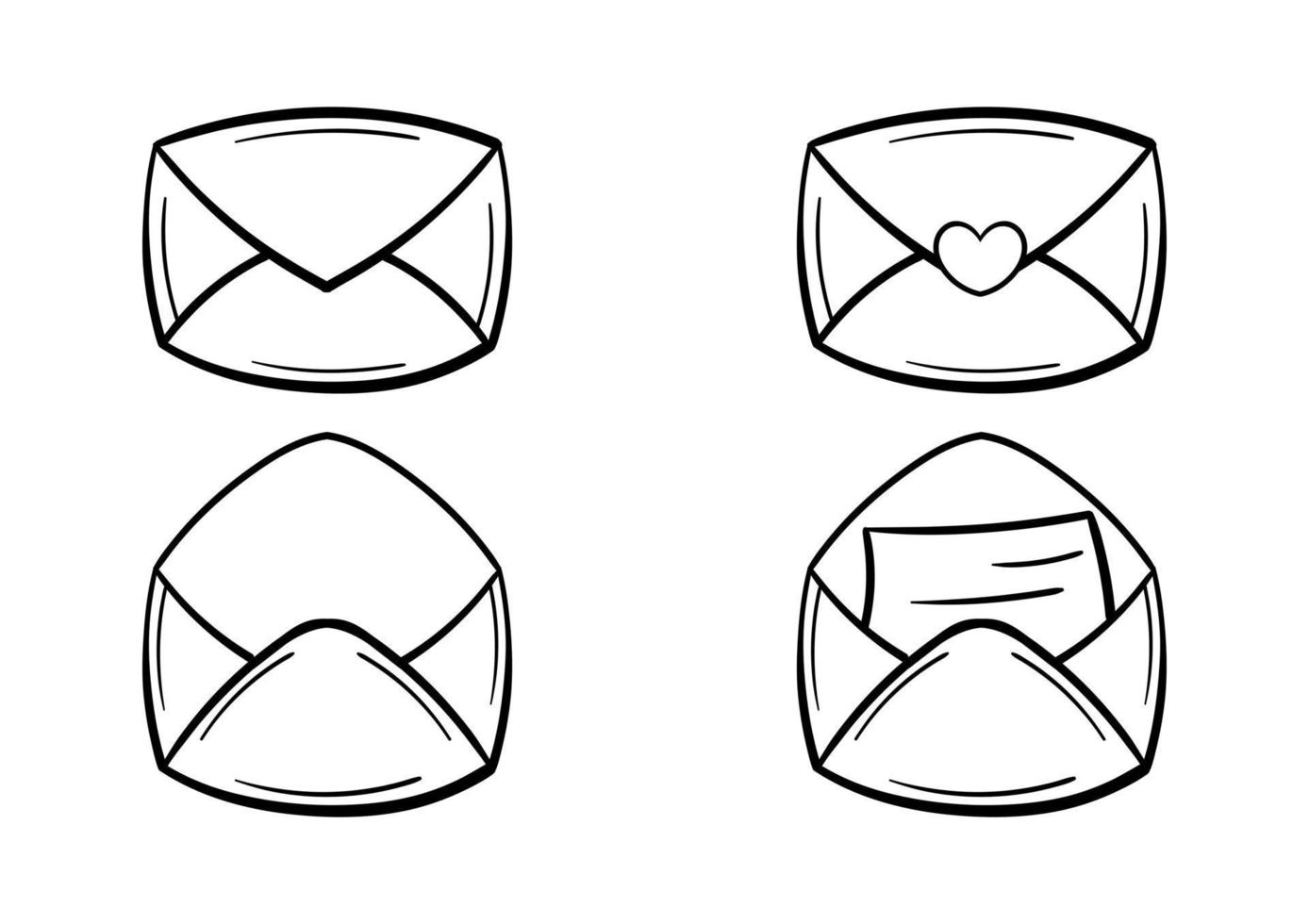 ensemble d'icônes de message ou de lettre dessinées à la main vecteur