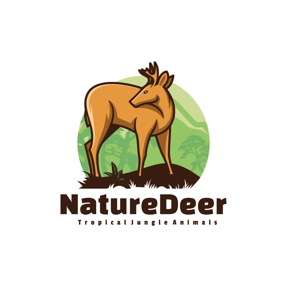 illustration de logo vectoriel style de mascotte simple de cerf de nature.