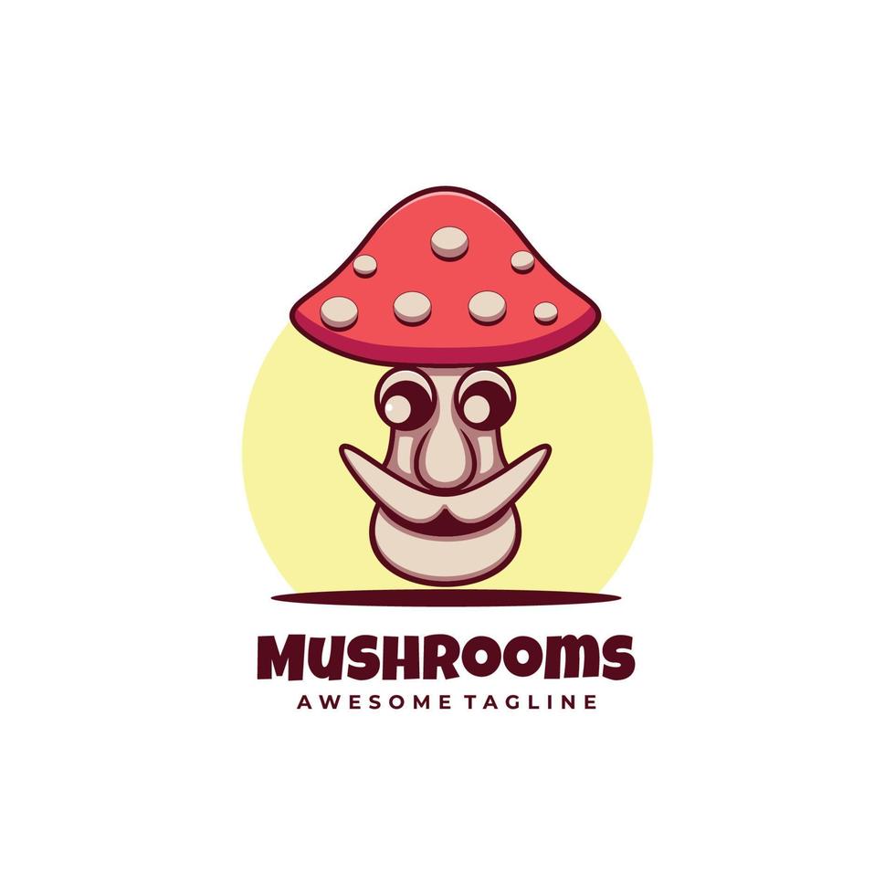 illustration de logo vectoriel style de dessin animé de mascotte de champignons.