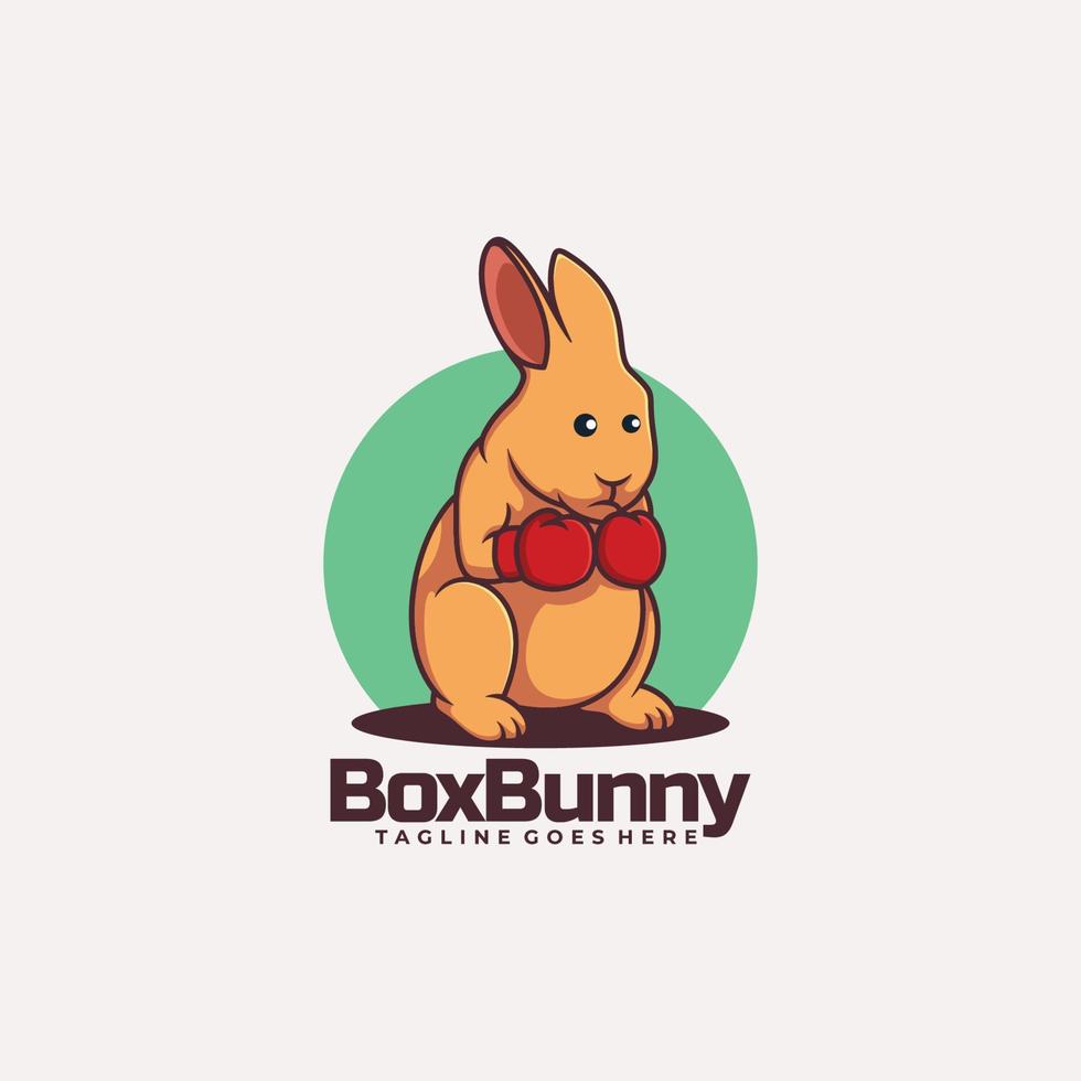 illustration de logo vectoriel style de dessin animé de mascotte de lapin de boxe.