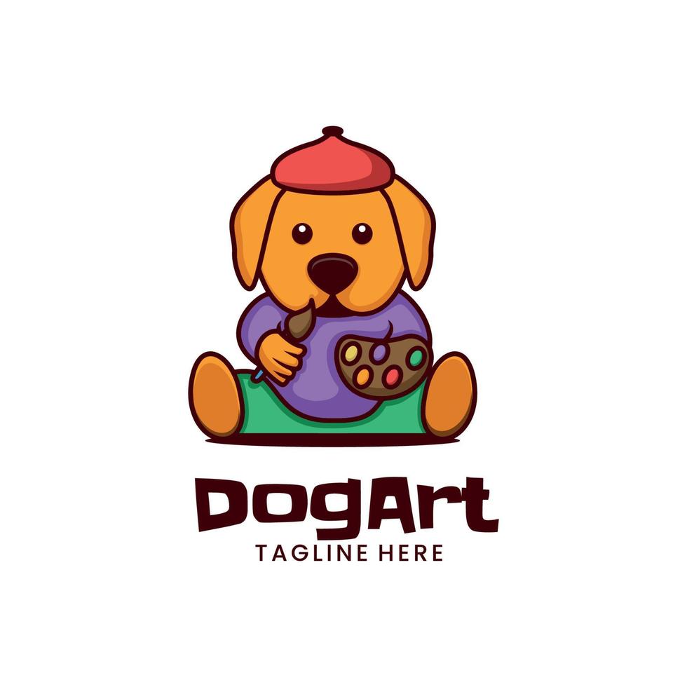 illustration de logo vectoriel style de dessin animé de mascotte d'art de chien.