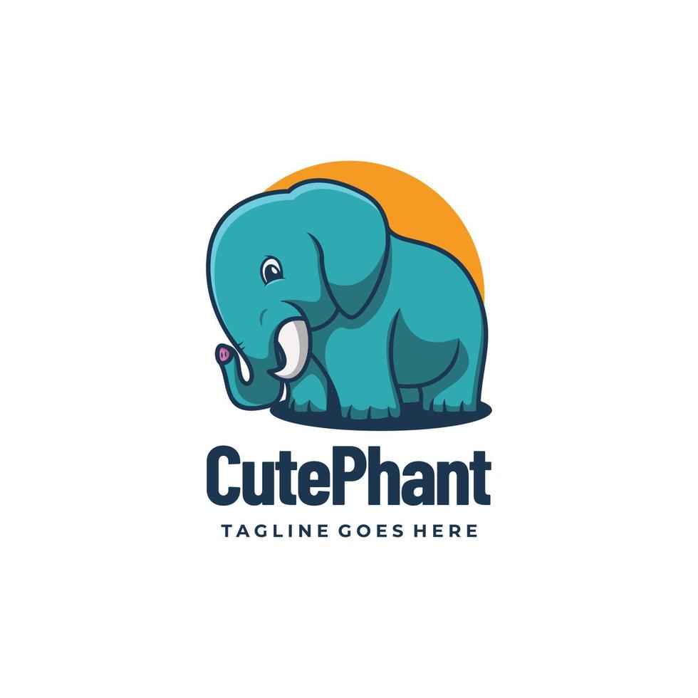 illustration de logo vectoriel style de dessin animé de mascotte d'éléphant mignon.