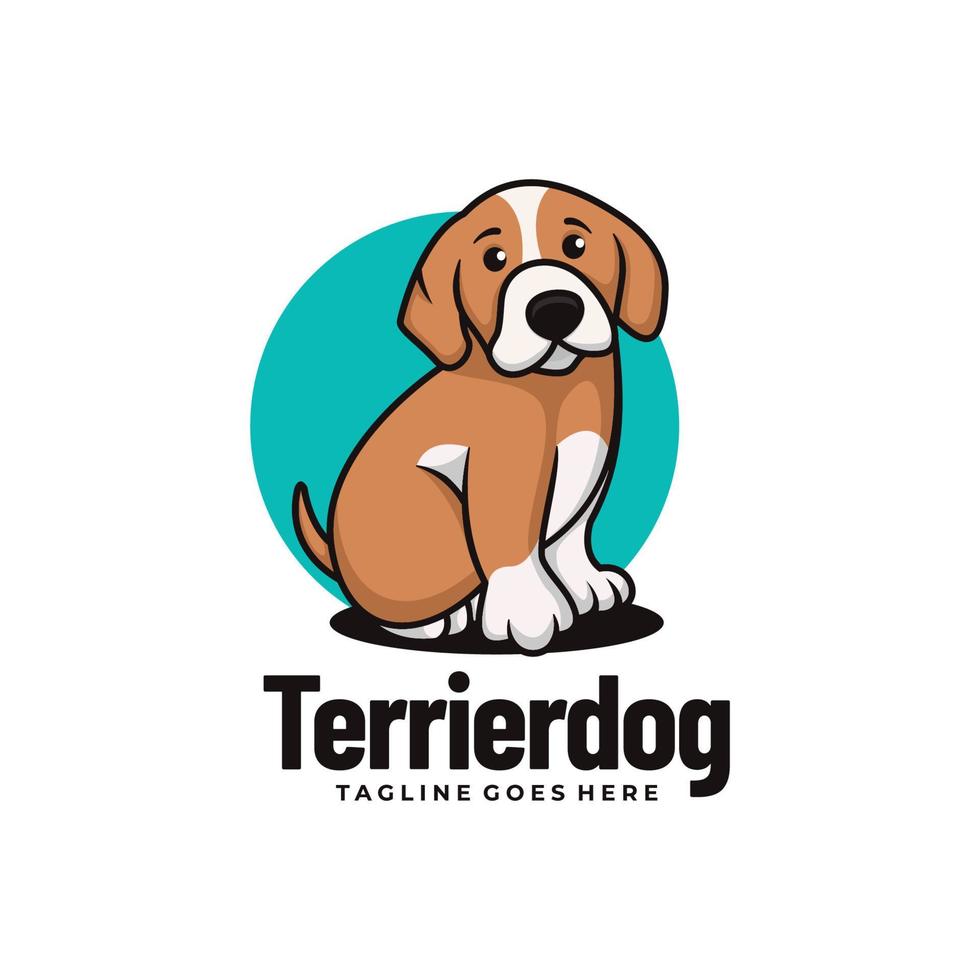 illustration de logo vectoriel style de dessin animé de mascotte de chien terrier.