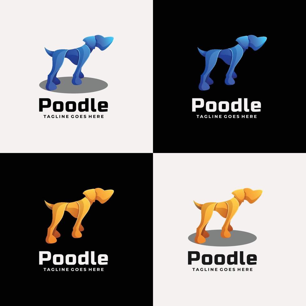 illustration de logo vectoriel style coloré dégradé de caniche.