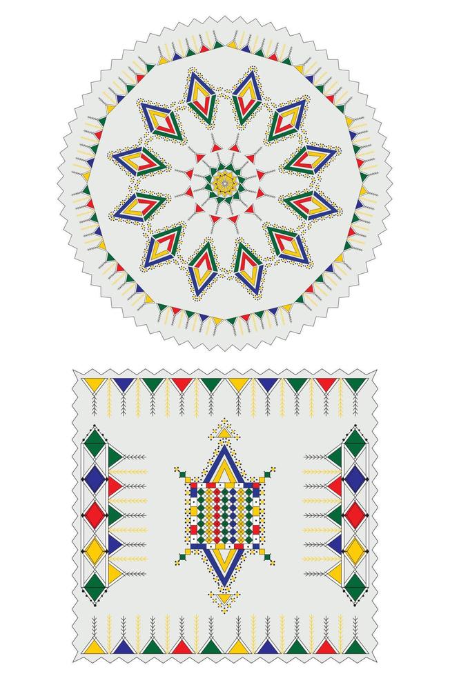 tapis marocain. motif coloré harmonieux de décorations géométriques berbères traditionnelles vecteur