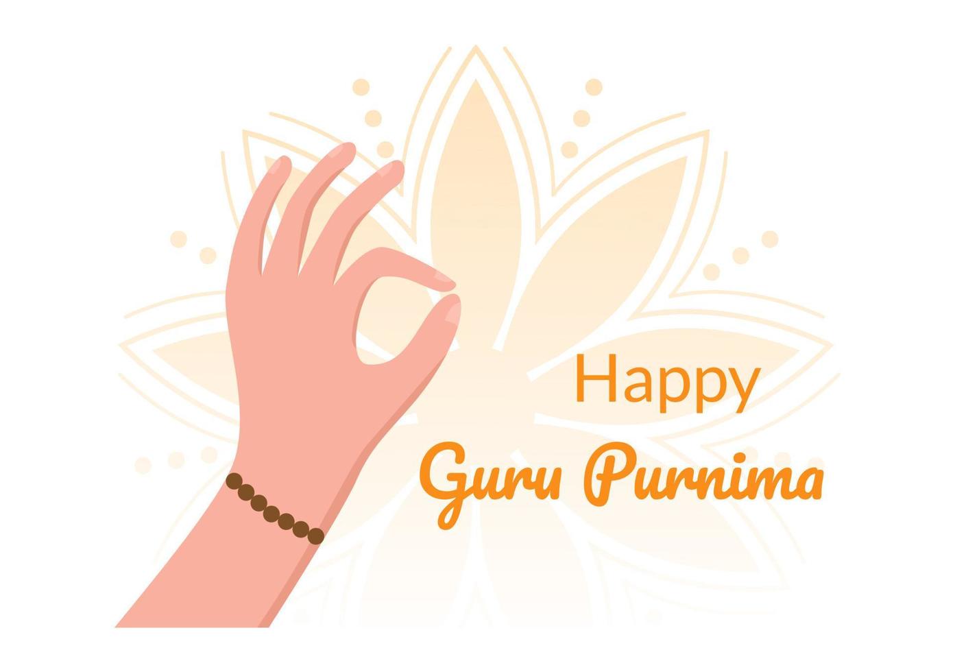 heureux gourou purnima du festival indien aux enseignants spirituels et académiques en illustration de fond de fleur de dessin animé plat vecteur