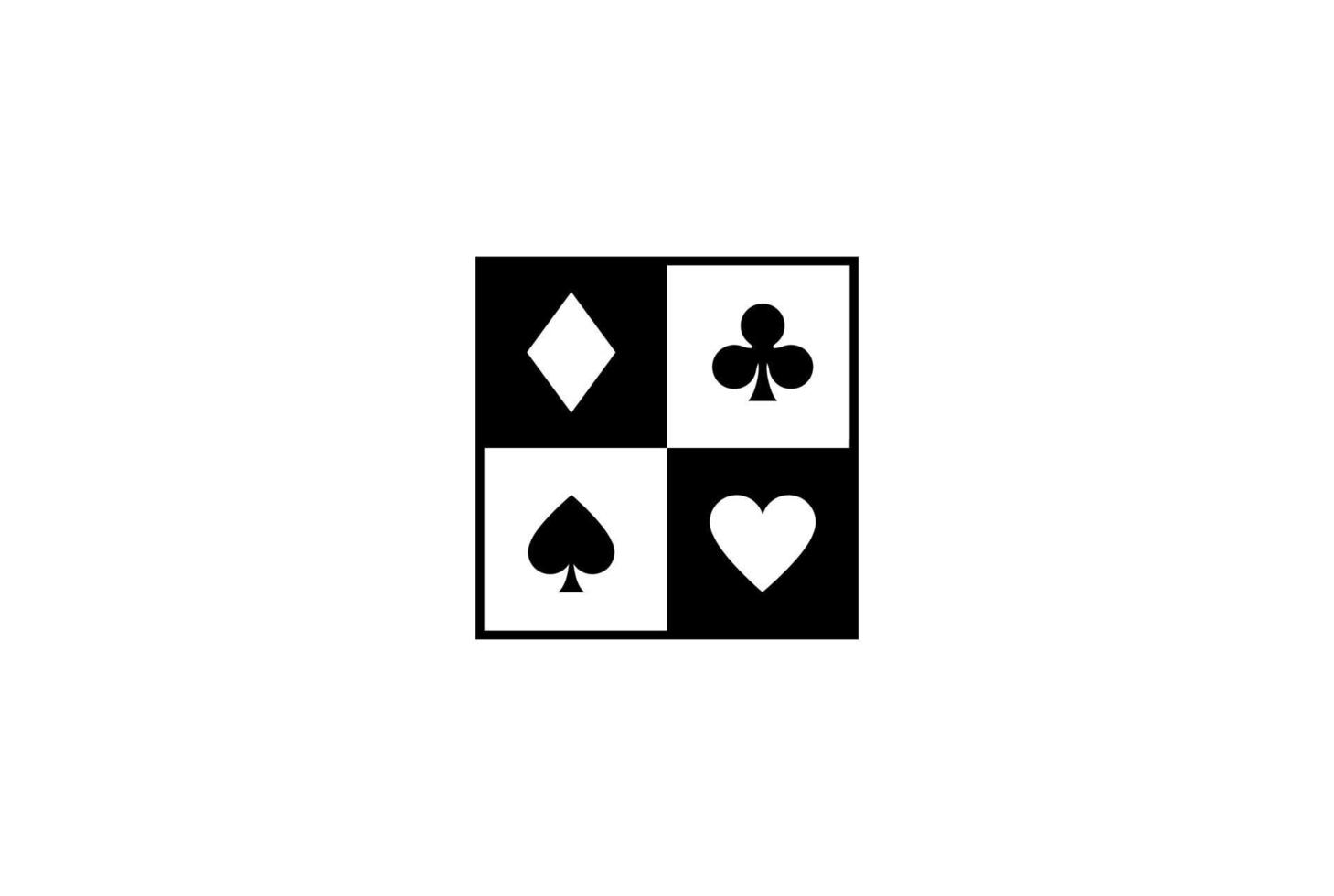 carte de poker carrée noire pour le vecteur de conception de logo de club de sport de jeu de casino