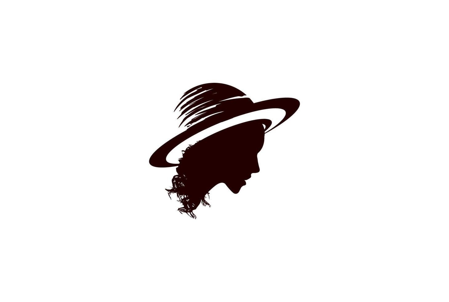 beauté femme dame femme fille tête silhouette visage avec chapeau création de logo vecteur