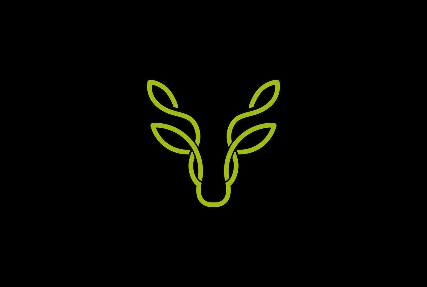 cerf de wapiti de bois de cerf minimaliste simple avec création de logo de monogramme de ligne d'arbre de plante de feuille verte vecteur