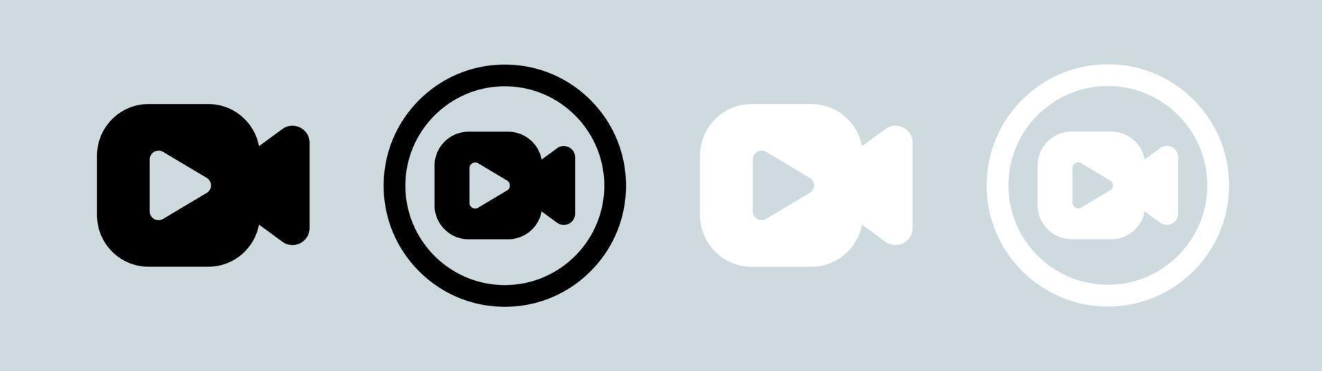 icône vectorielle de caméra vidéo en noir et blanc. illustration de symbole de film. vecteur