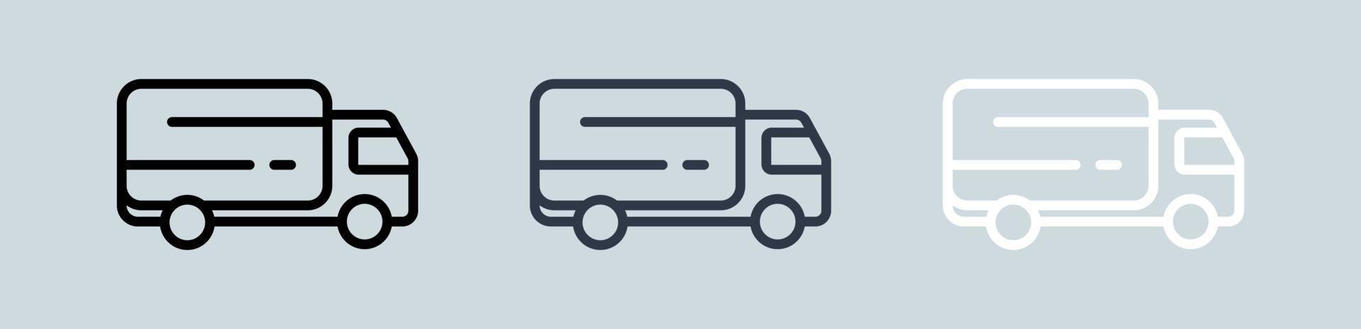 icône de ligne de camion pour le transport, les applications de commerce et les sites Web en noir, gris et blanc. ensemble d'icônes de livraison. vecteur