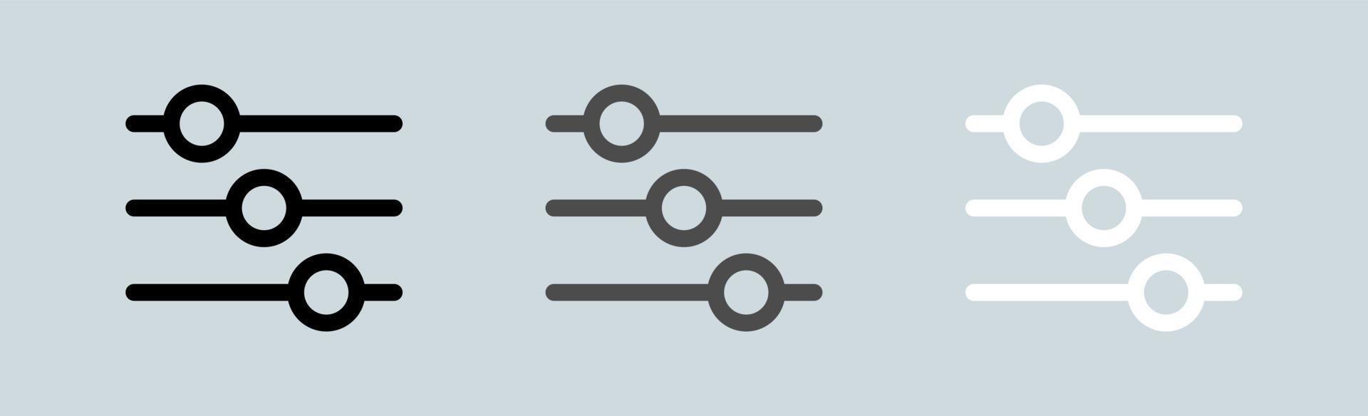 icône de réglage de réglage définie dans les couleurs noir et blanc. panneau de configuration ou icône de curseur de préférence. vecteur