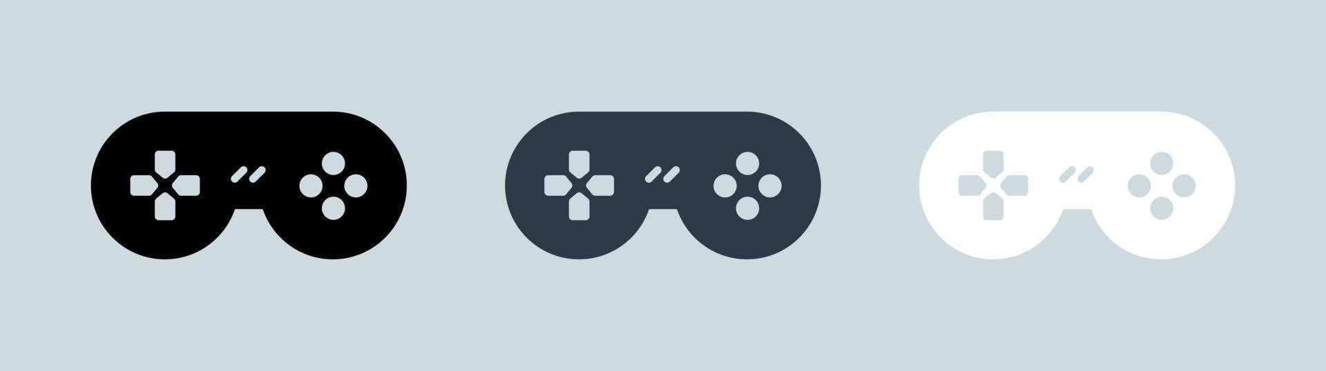 icône de la console de jeu ou du joystick dans les couleurs noir et blanc. jeu d'icônes plates de manette de jeu. vecteur