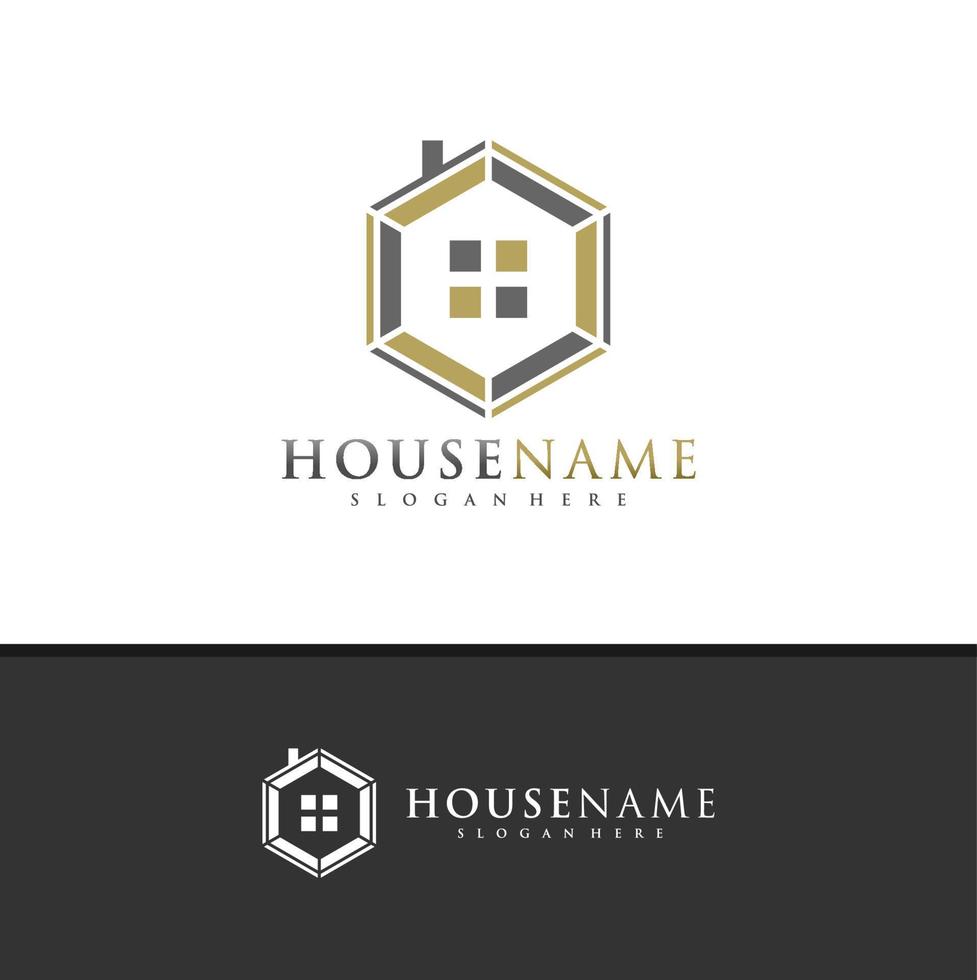 lettre c avec vecteur de conception de logo de maison, illustration de modèle de concepts de logo de maison créative.