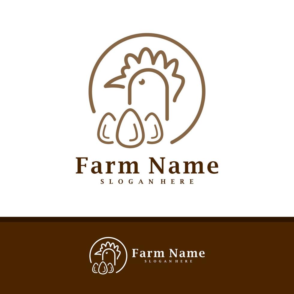 vecteur de conception de logo de ferme de poulet, illustration de modèle de concepts de logo de ferme de poulet créatif.