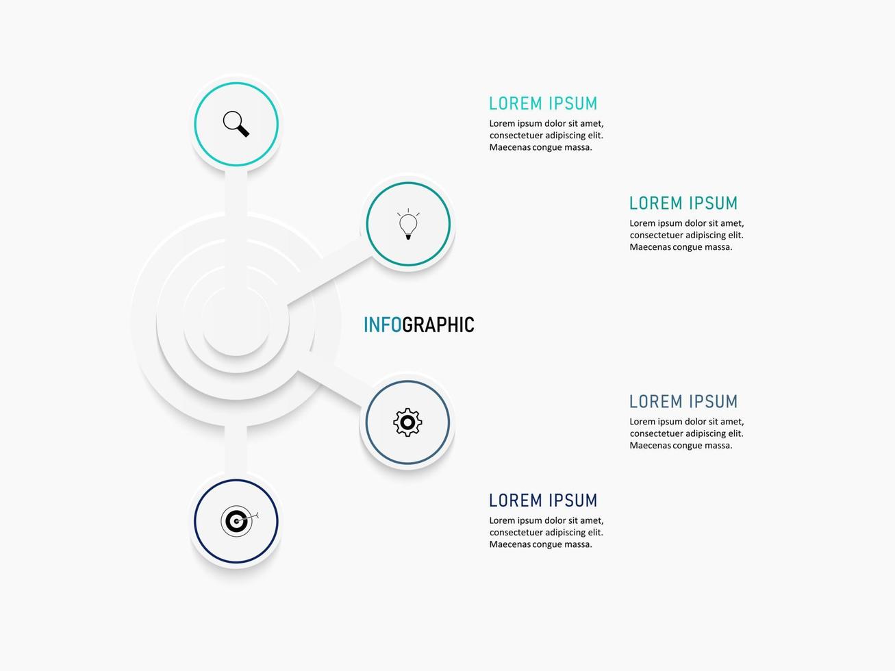 modèle de conception d'étiquettes infographiques vectorielles avec icônes et 4 options ou étapes. peut être utilisé pour le diagramme de processus, les présentations, la mise en page du flux de travail, la bannière, l'organigramme, le graphique d'informations. vecteur