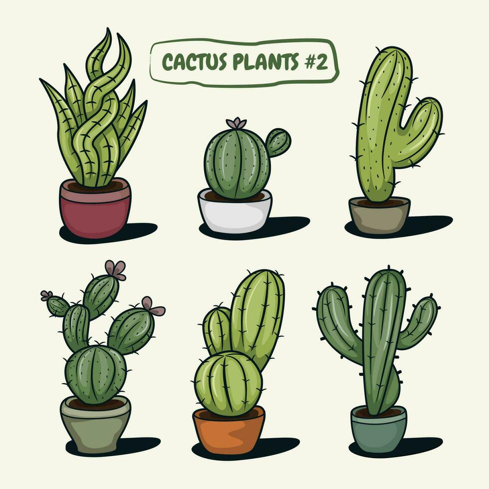 plantes de cactus, collection de vecteurs botaniques. partie 2 vecteur