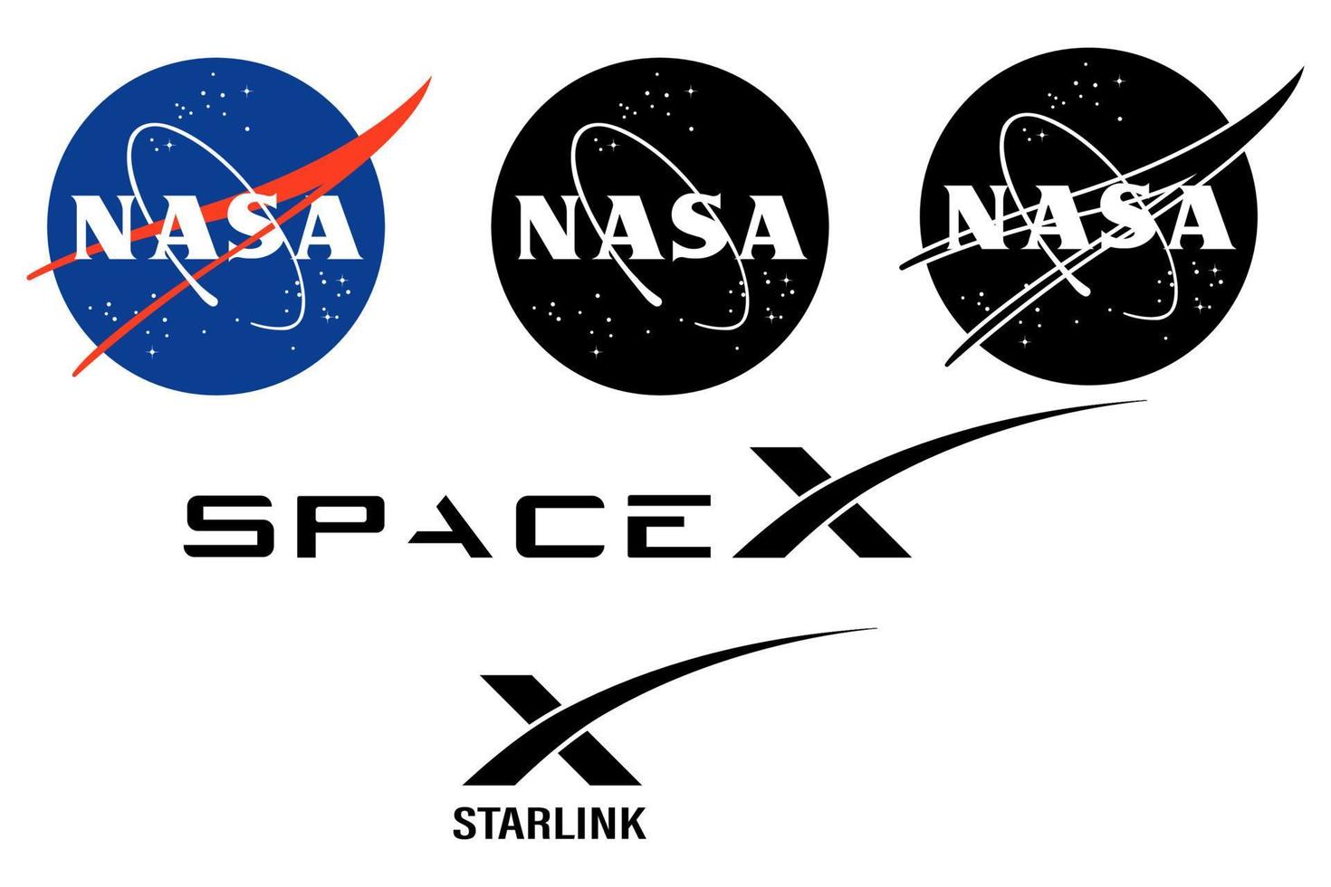 nasa, logos des entreprises spatiales starlink. illustration vectorielle vecteur