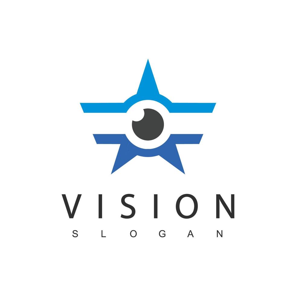 modèle de conception de logo de vision d'étoile, concept de logotype de vision. vecteur