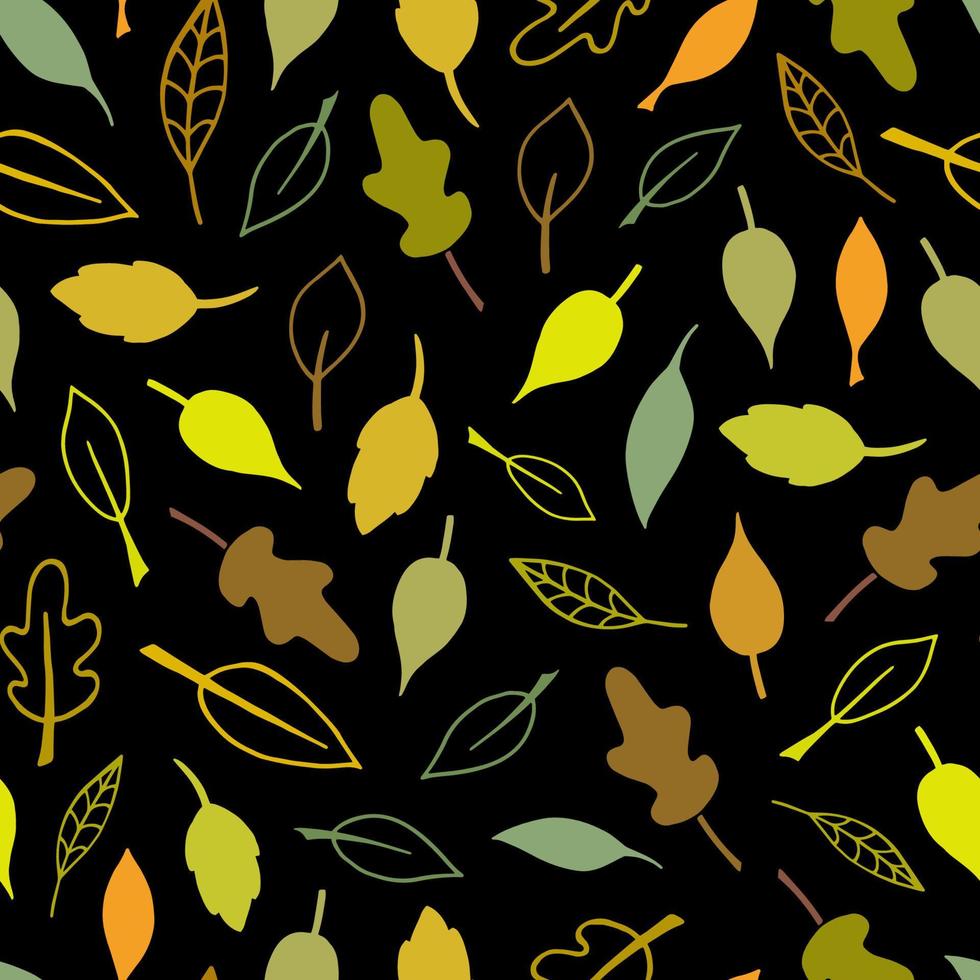 modèle sans couture avec des feuilles d'automne en jaune, vert, orange, marron vecteur